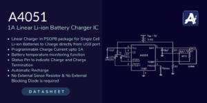 A4051 Power management 1A Linear Li-Ion Battery Charger